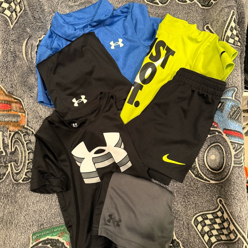 Under Armour Polo, tee, and Nike tee with Matching Shorts